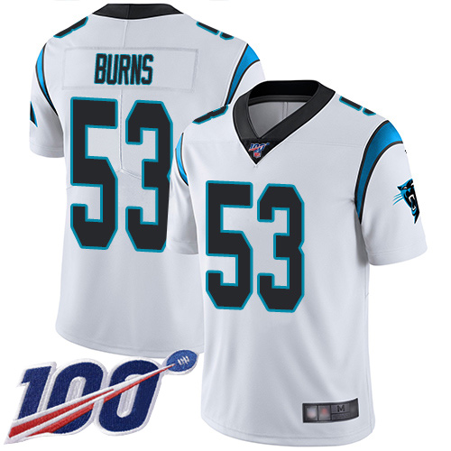 Carolina Panthers Limited White Men Brian Burns Road Jersey NFL Football 53 100th Season Vapor Untouchable